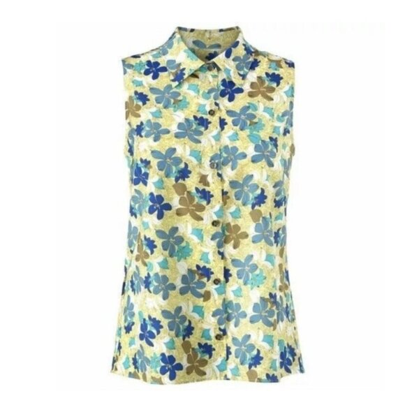 CAbi Limited Edition "Wish" Floral Sleeveless Peplum Blouse - Picture 3 of 14